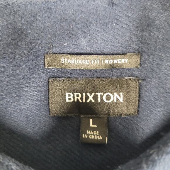 Brixton Bowery Flannel Button Up Shirt Men's Large Navy Blue Casual Comfort NWT - Picture 6 of 9